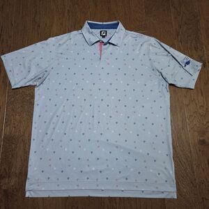 Footjoy Polo Shirt Mens 2XL Geometric All Over Print Golf Performance FJ Stretch